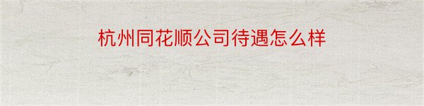 杭州同花顺公司待遇怎么样