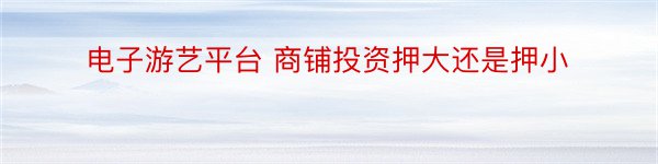 电子游艺平台 商铺投资押大还是押小