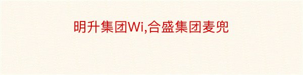 明升集团Wi,合盛集团麦兜