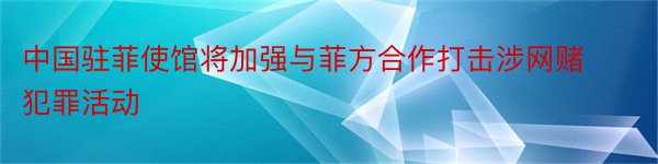 中国驻菲使馆将加强与菲方合作打击涉网赌犯罪活动