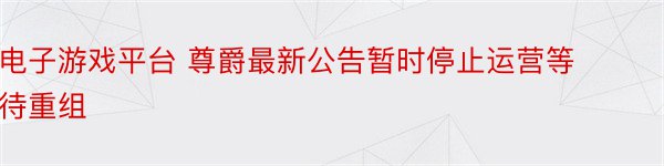 电子游戏平台 尊爵最新公告暂时停止运营等待重组