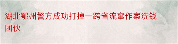 湖北鄂州警方成功打掉一跨省流窜作案洗钱团伙