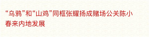 “乌鸦”和“山鸡”同框张耀扬成赌场公关陈小春来内地发展